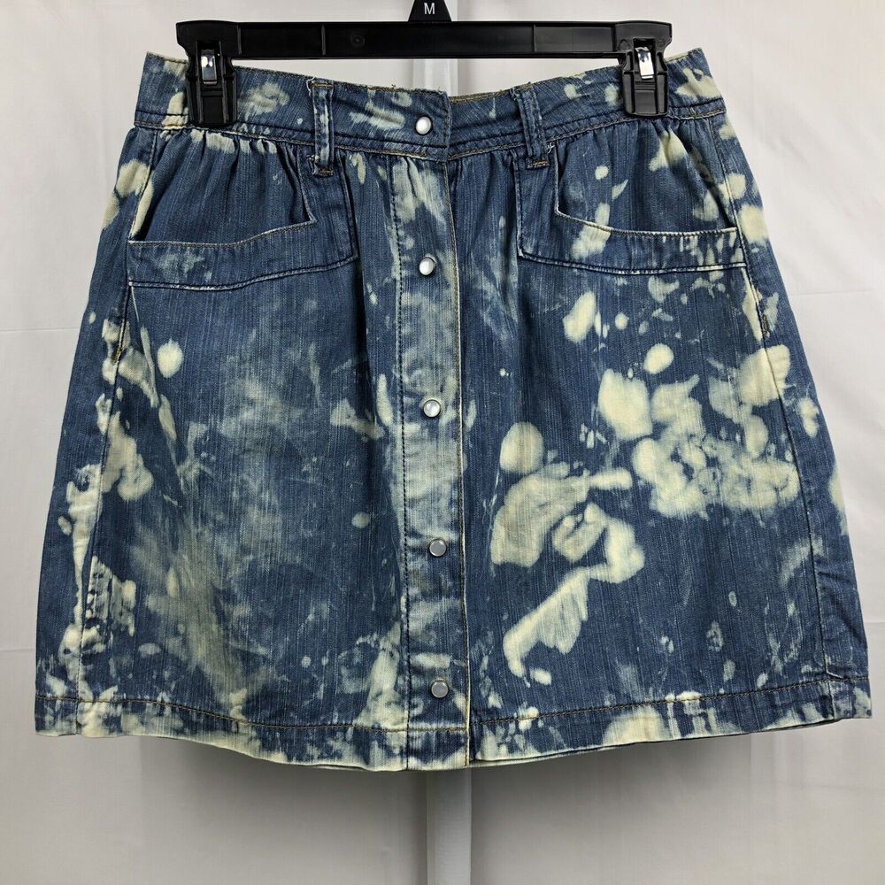 Charlotte Russe Jean Skirt Women 4 Blue Denim Pleated 100% Cotton Acid Washed